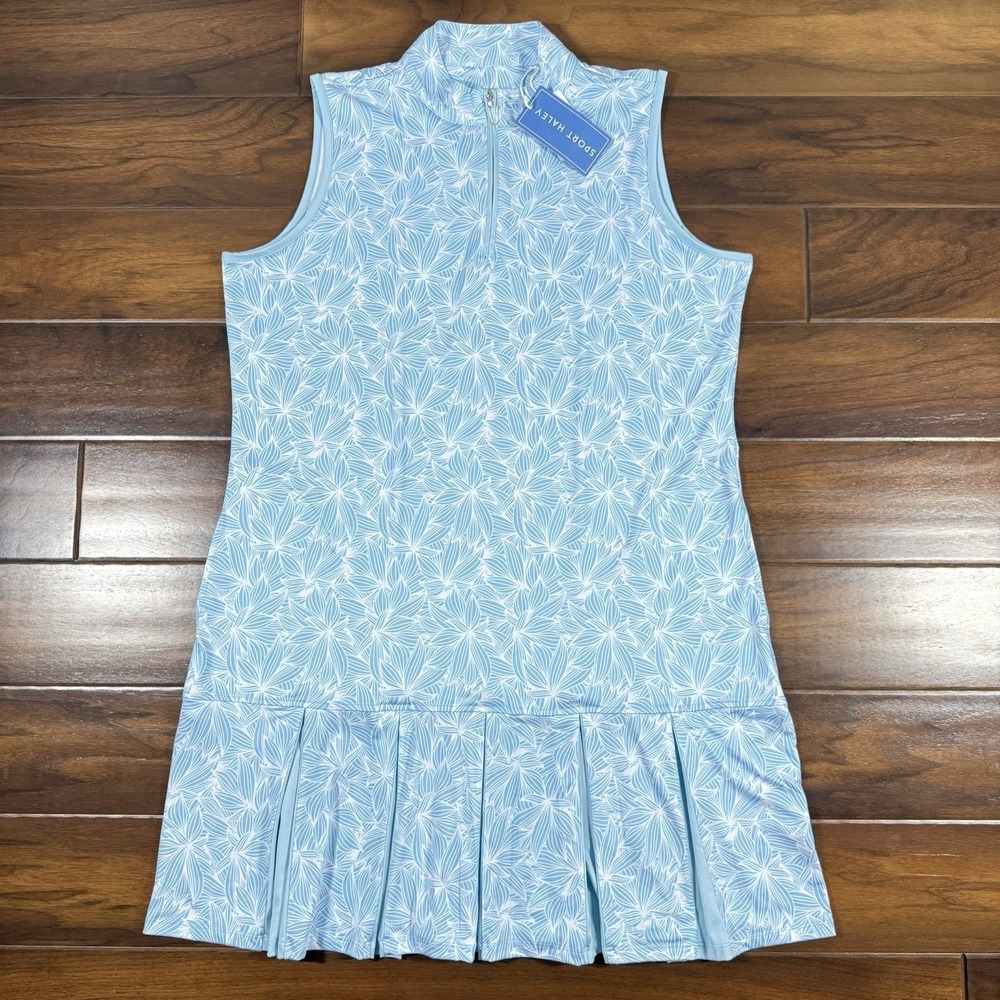 Sport Haley Women's Size XL Ocean Blue Pattern Quarter Zip Sleeveless Golf Dress